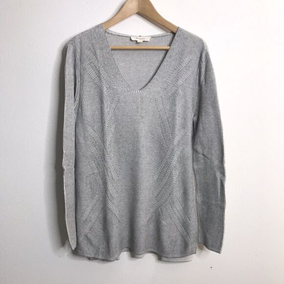 Two by Vince Camuto Womens Sweater Gray Textured Ribbed Lightweight Size Small - Picture 1 of 12